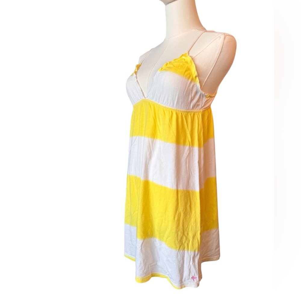 Y2K PINK Victoria's Secret Yellow and White Nightie Chemise Size Medium - Picture 8 of 11